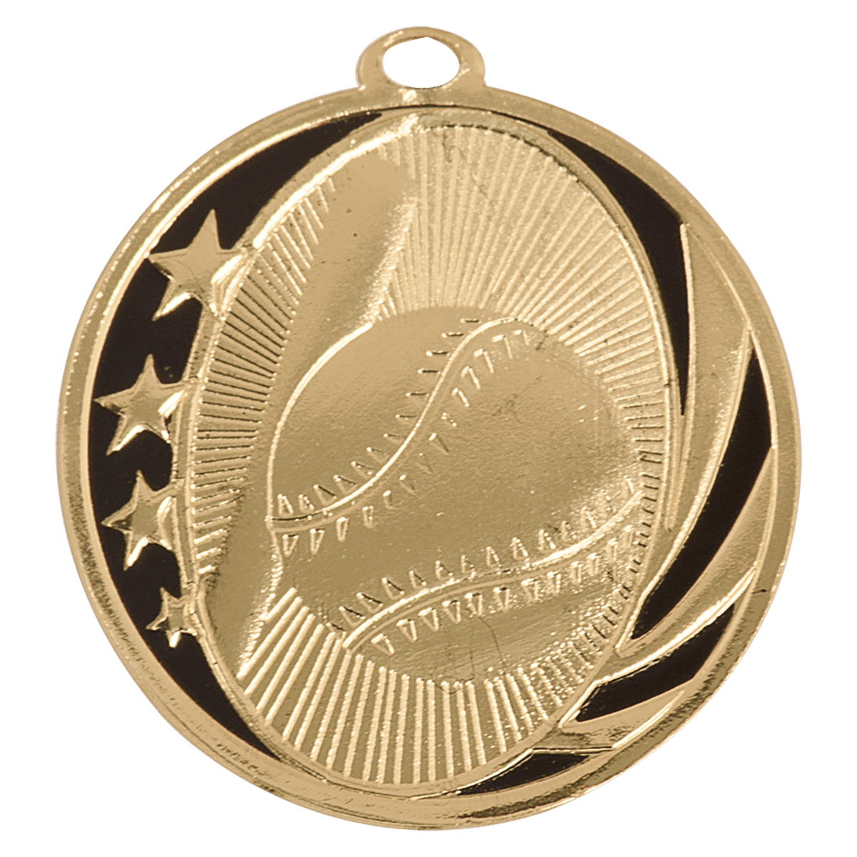 Bright Gold 2 inch Baseball/Softball MidNite Star Medal