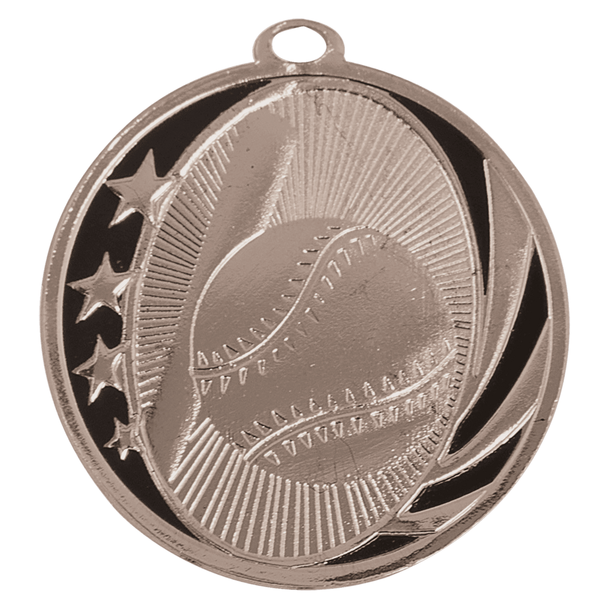 Bright Silver 2 inch Baseball/Softball MidNite Star Medal