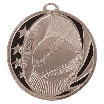 Bright Silver 2 inch Baseball/Softball MidNite Star Medal