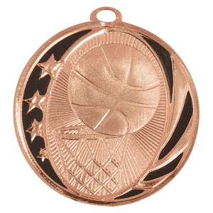 2 inch Bright Bronze Basketball MidNite Star Medal