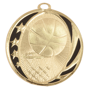 2 inch Bright Gold Basketball MidNite Star Medal