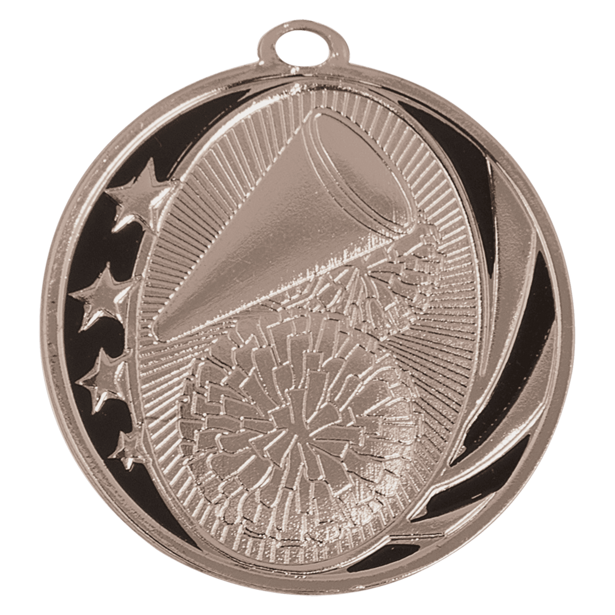 Bright Silver 2 inch Cheer MidNite Star Medal