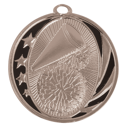 Bright Silver 2 inch Cheer MidNite Star Medal