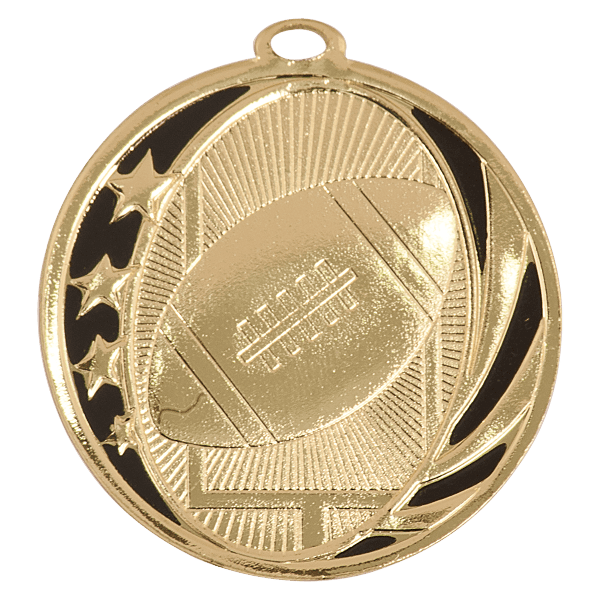 Bright Gold 2 inch Football MidNite Star Medal