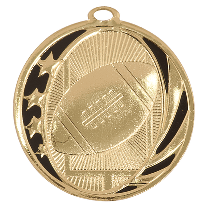 Bright Gold 2 inch Football MidNite Star Medal
