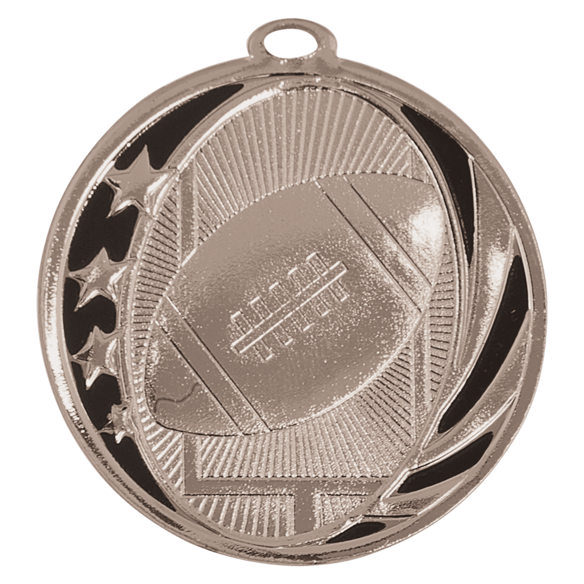Bright Silver 2 inch Football MidNite Star Medal