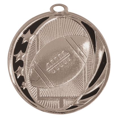 Bright Silver 2 inch Football MidNite Star Medal