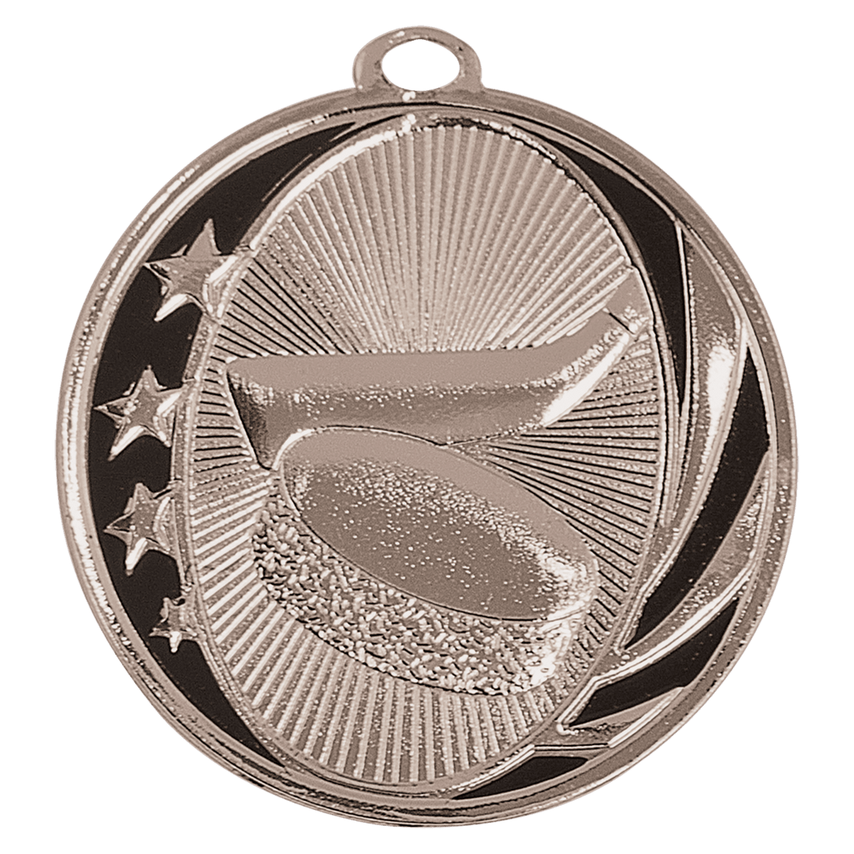 Bright Silver 2 inch Hockey MidNite Star Medal