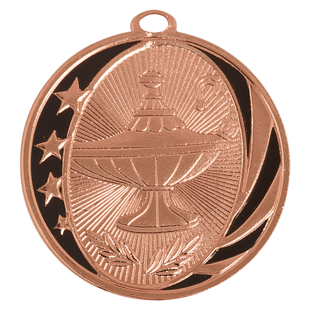 Bright Bronze 2 inch Lamp of Knowledge MidNite Star Medal
