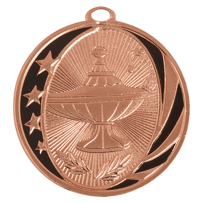 Bright Bronze 2 inch Lamp of Knowledge MidNite Star Medal