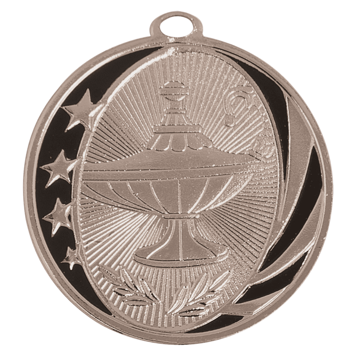 Bright Silver 2 inch Lamp of Knowledge MidNite Star Medal