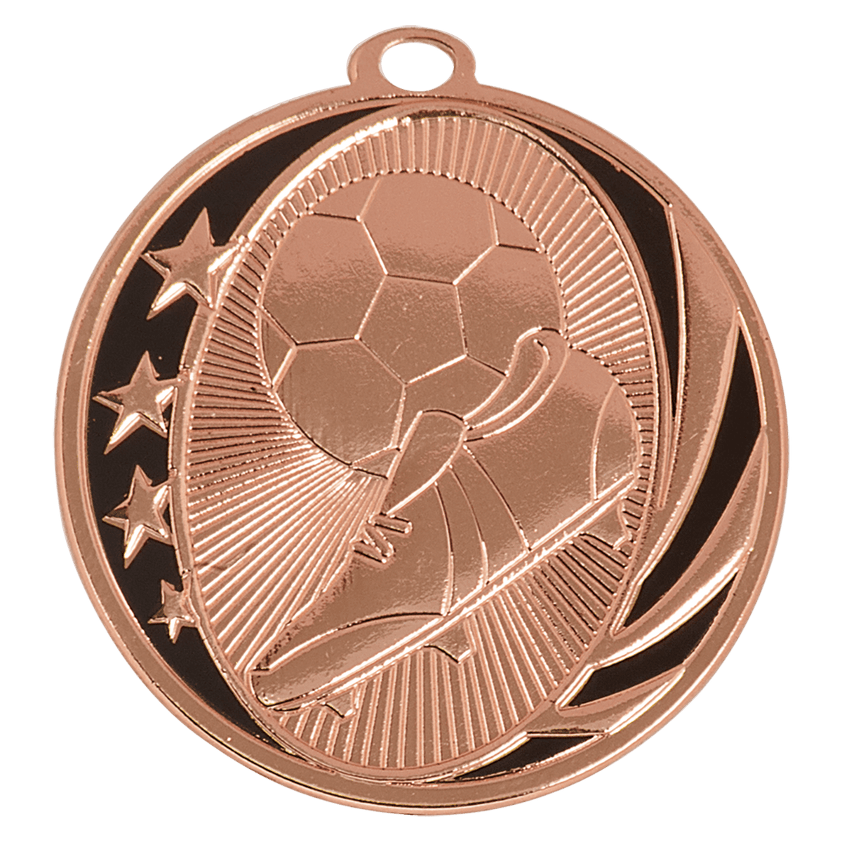 Bright Bronze 2 inch Soccer MidNite Star Medal