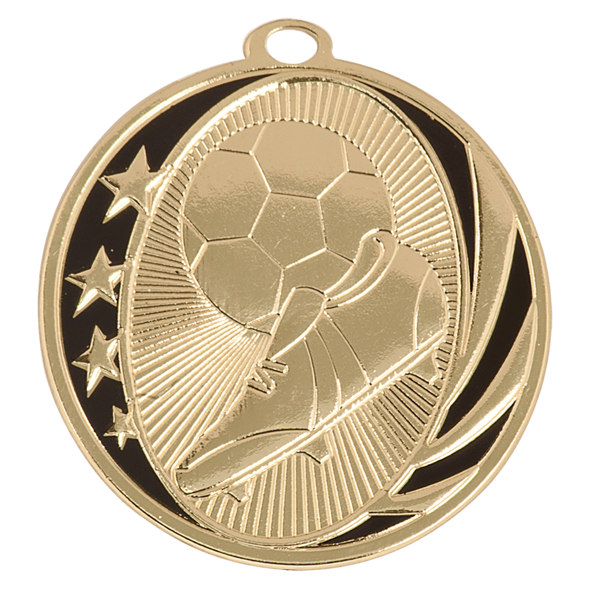 Bright Gold 2 inch Soccer MidNite Star Medal