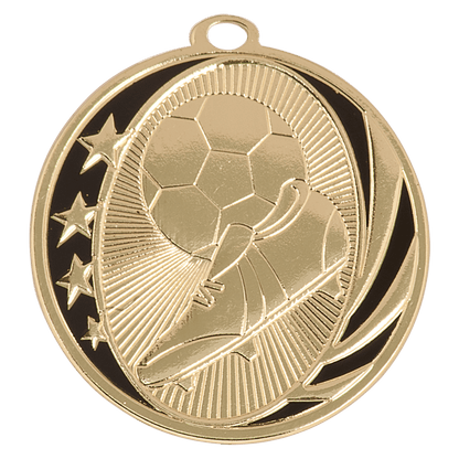 Bright Gold 2 inch Soccer MidNite Star Medal