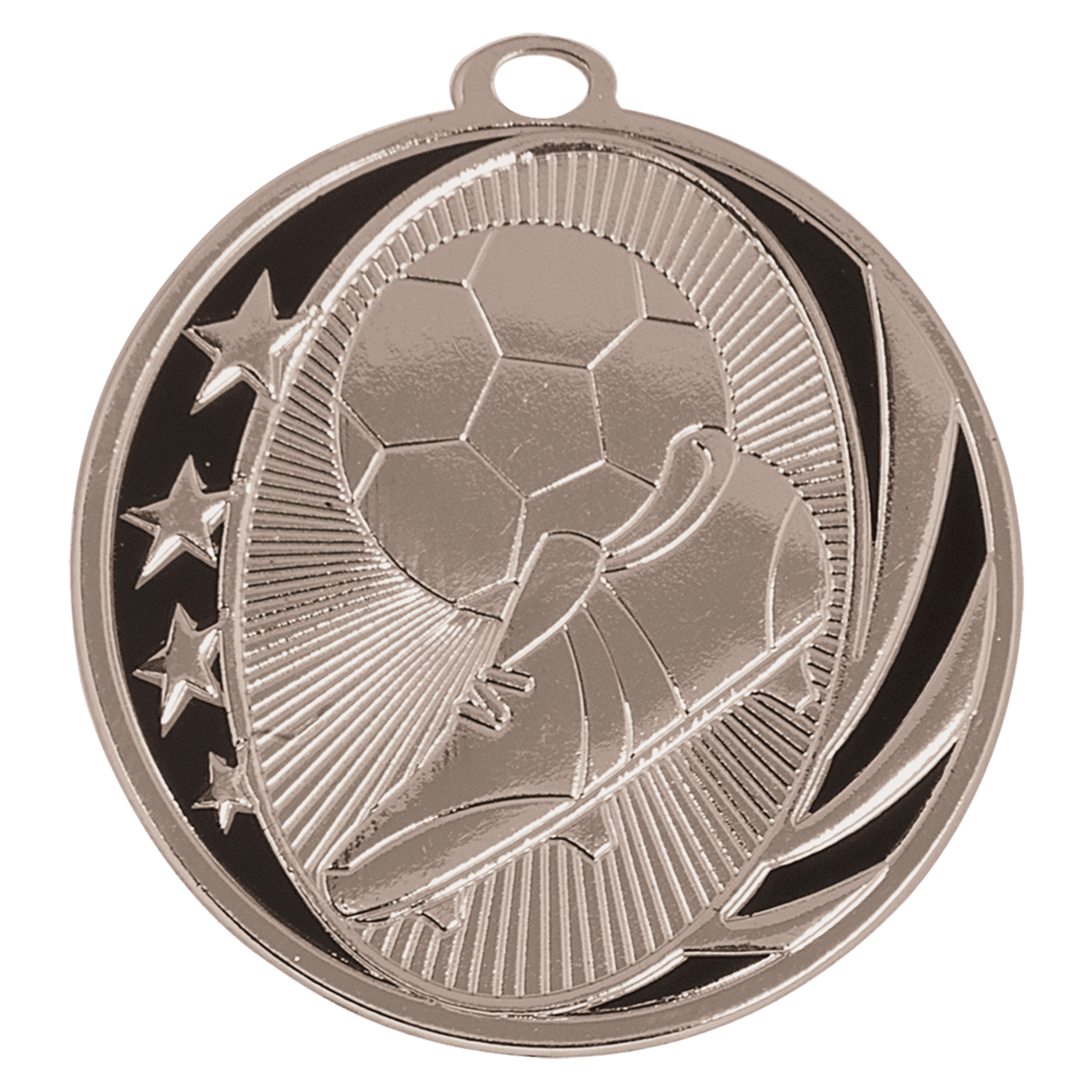 Bright Silver 2 inch Soccer MidNite Star Medal