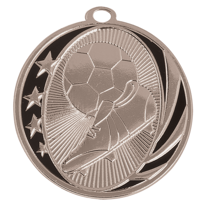 Bright Silver 2 inch Soccer MidNite Star Medal