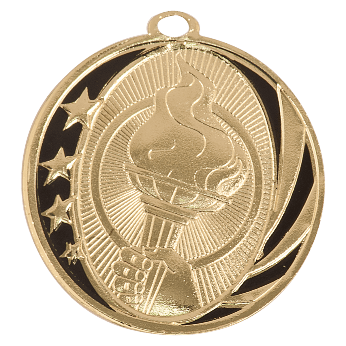 Bright Gold 2 inch Torch MidNite Star Medal