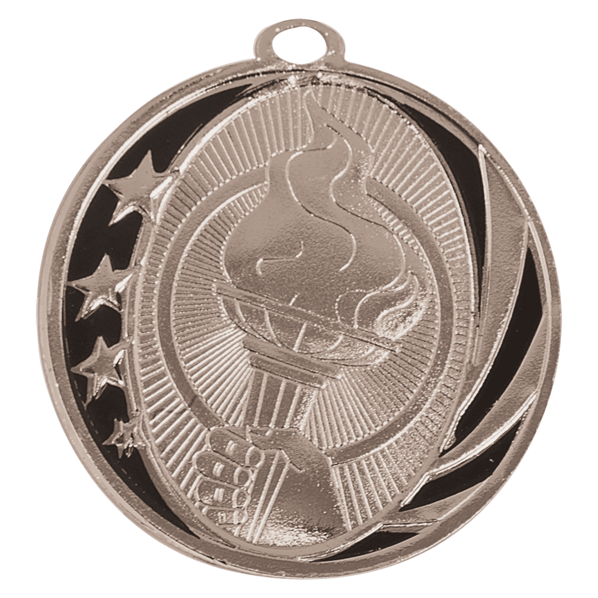 Bright Silver 2 inch Torch MidNite Star Medal