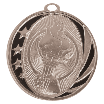 Bright Silver 2 inch Torch MidNite Star Medal