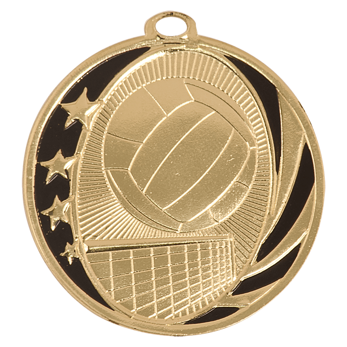 Bright Gold 2 inch Volleyball MidNite Star Medal