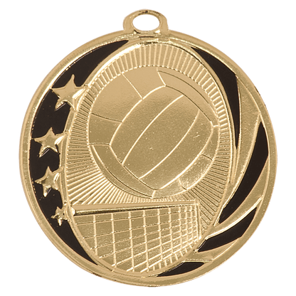 Bright Gold 2 inch Volleyball MidNite Star Medal