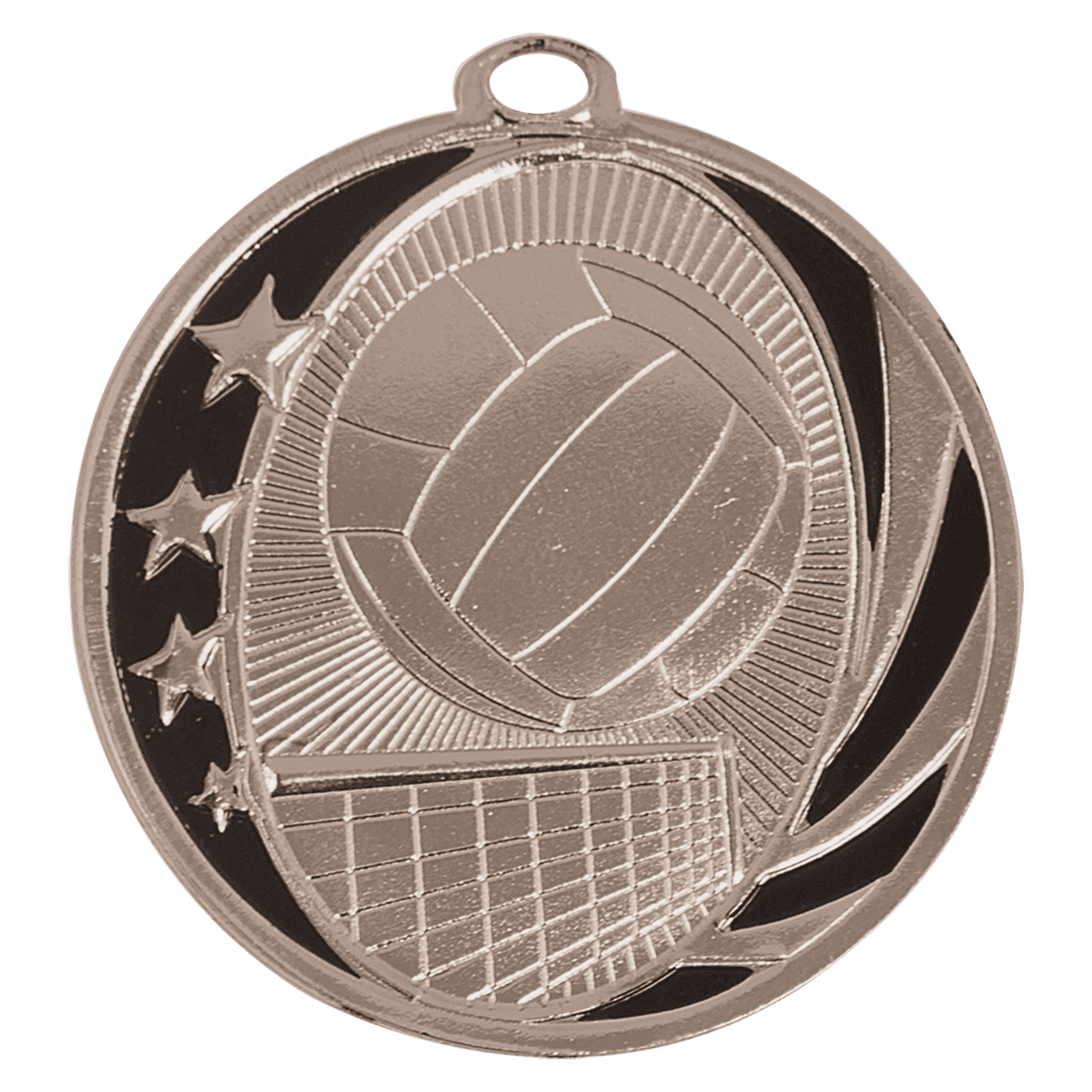 Bright Silver 2 inch Volleyball MidNite Star Medal
