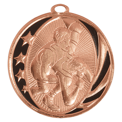 Bright Bronze 2 inch Wrestling MidNite Star Medal