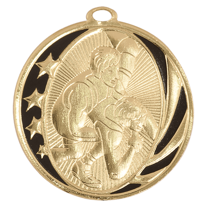 Bright Gold 2 inch Wrestling MidNite Star Medal