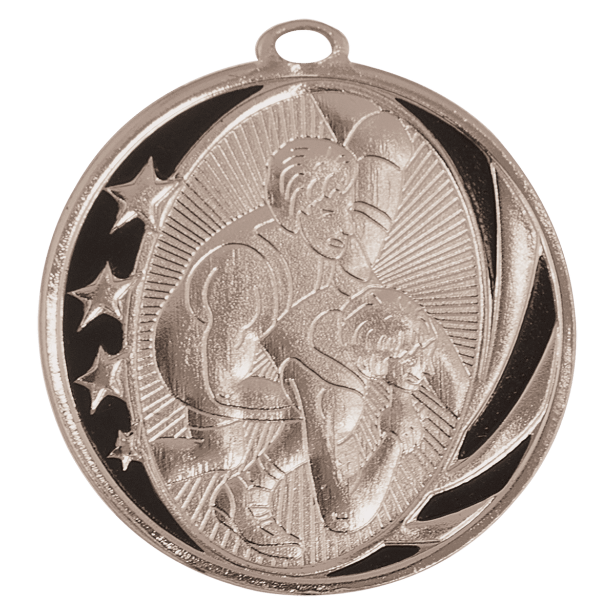 Bright Silver 2 inch Wrestling MidNite Star Medal