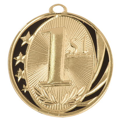 Gold 2 inch 1st Place MidNite Star Award Medal with Ribbon