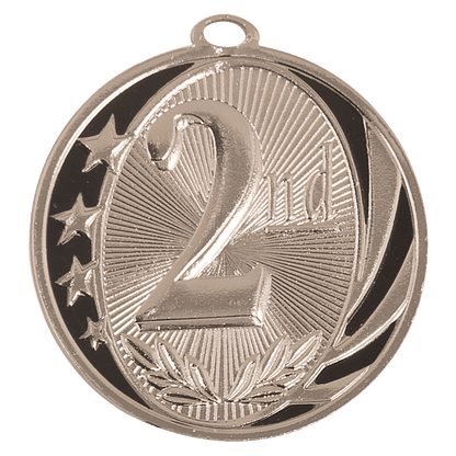 Silver 2 inch 2nd Place MidNite Star Award Medal with Ribbon