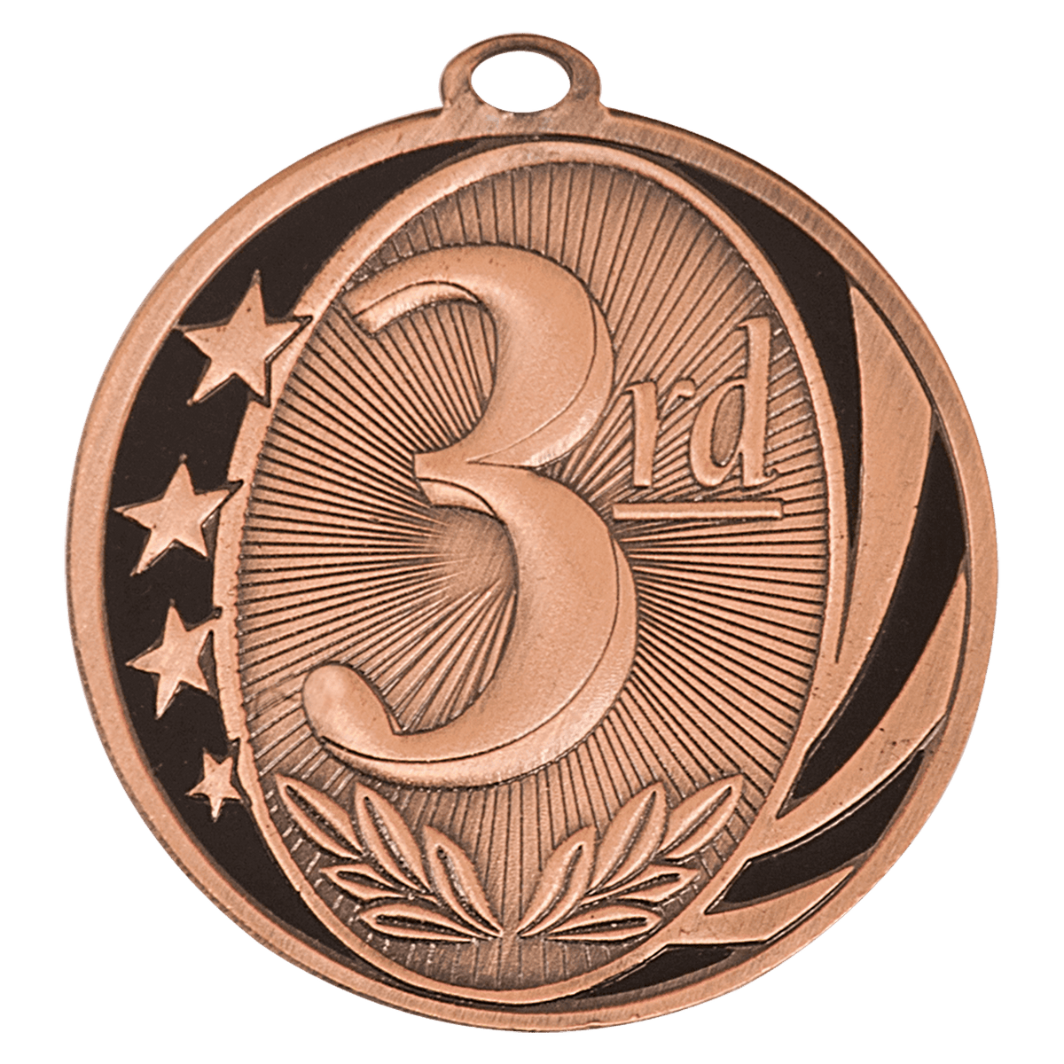Bronze 2 inch 3rd Place MidNite Star Award Medal with Ribbon