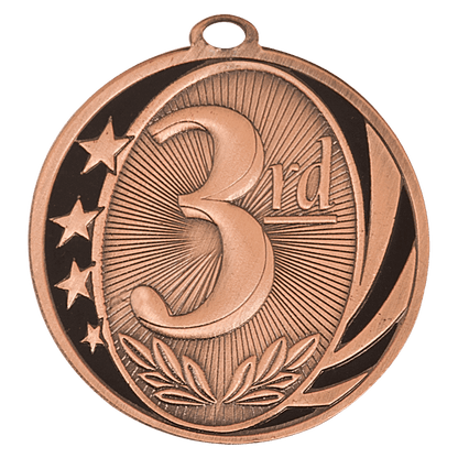Bronze 2 inch 3rd Place MidNite Star Award Medal with Ribbon