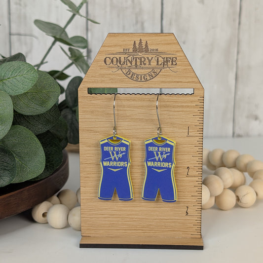 Two-Tone Acrylic Wrestling Earrings – Deer River Warriors Team Spirit Jewelry