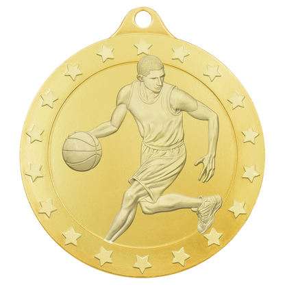 2 inch Gold Male Basketball Radiance Medal