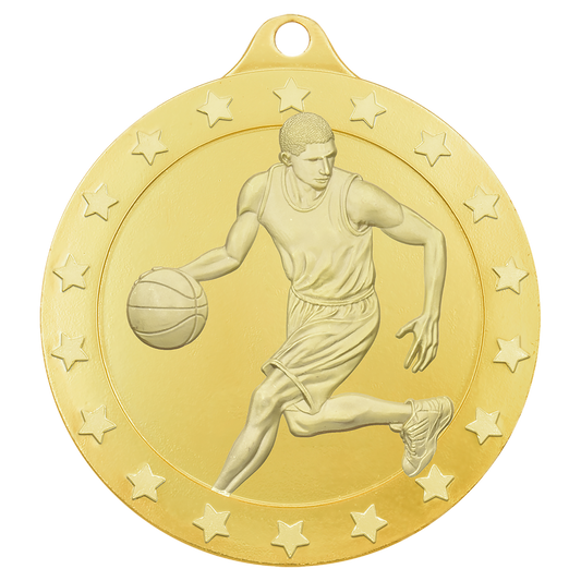 2 inch Gold Male Basketball Radiance Medal