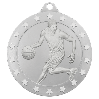 2 inch Silver Male Basketball Radiance Medal