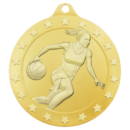 2 inch Gold Female Basketball Radiance Medal