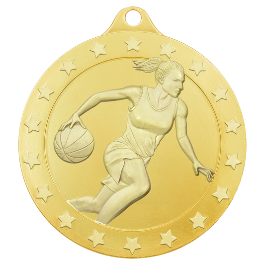 2 inch Gold Female Basketball Radiance Medal