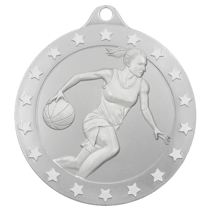 2 inch Silver Female Basketball Radiance Medal