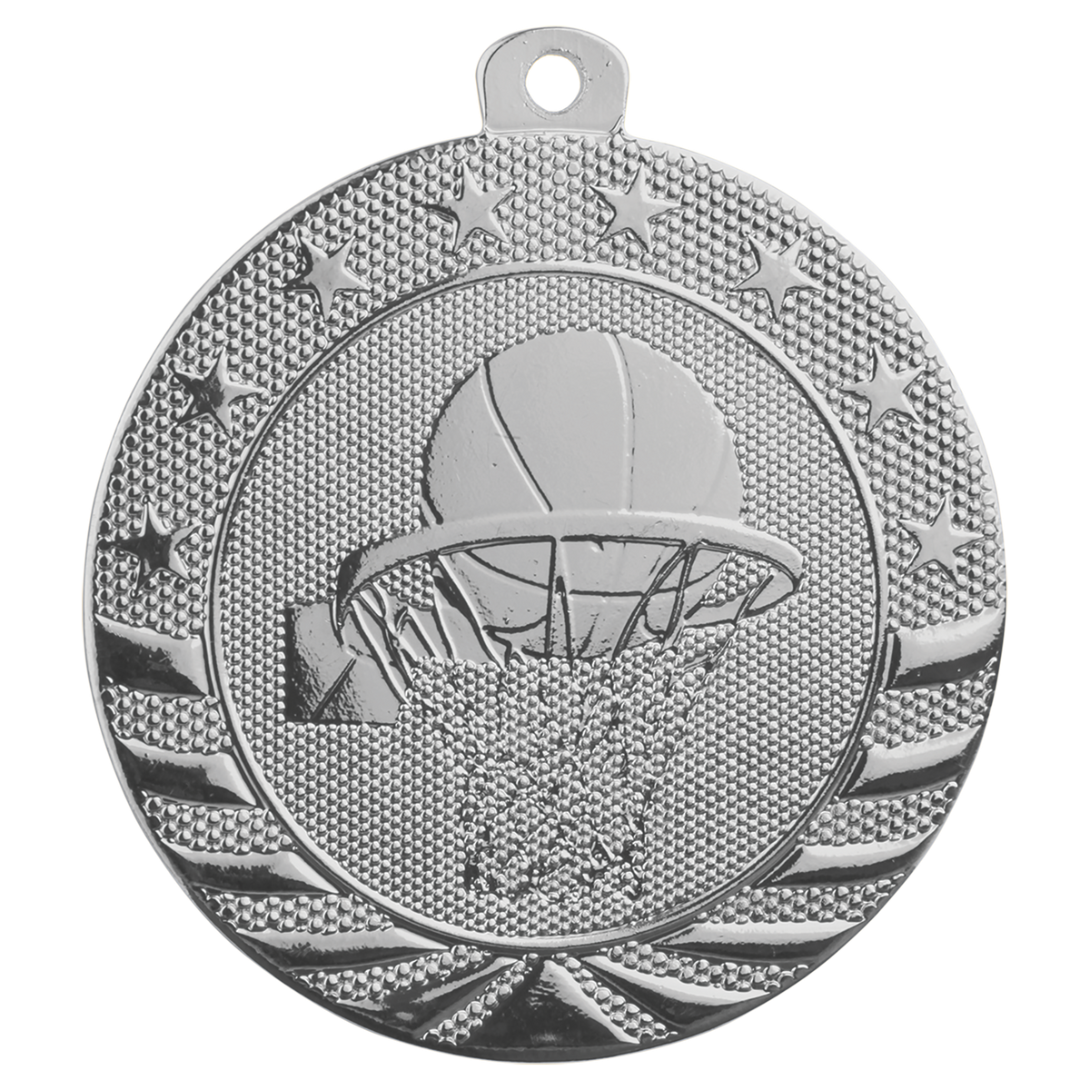 2 inch Silver Basketball Starbrite Medal