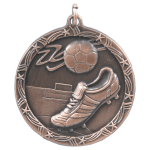 Antique Bronze Soccer Shooting Star Medal