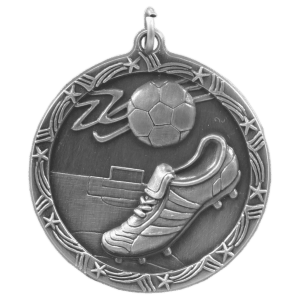 Antique Silver Soccer Shooting Star Medal
