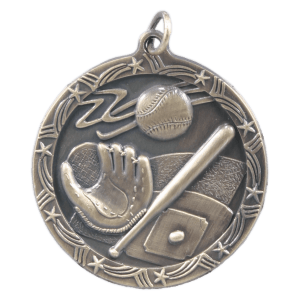 Antique Gold Baseball/Softball Shooting Star Medal