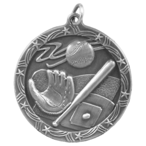 Antique Silver Baseball/Softball Shooting Star Medal