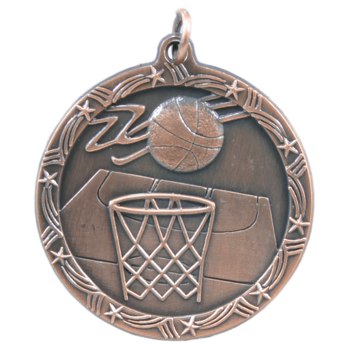 Antique Bronze Basketball Shooting Star Medal