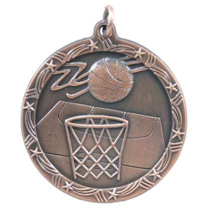 Antique Bronze Basketball Shooting Star Medal