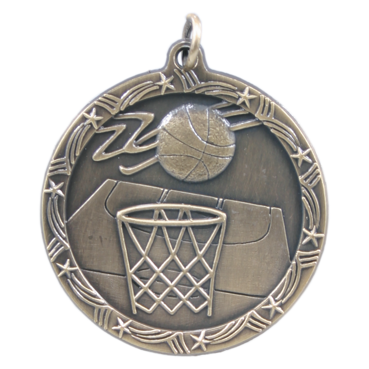 Antique Gold Basketball Shooting Star Medal