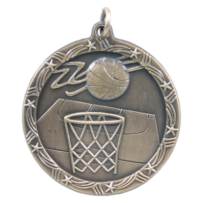 Antique Gold Basketball Shooting Star Medal