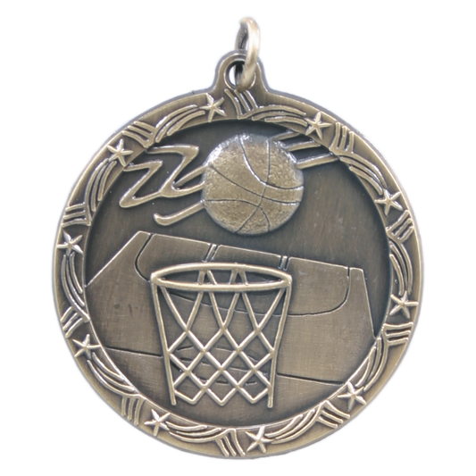 Antique Gold Basketball Shooting Star Medal